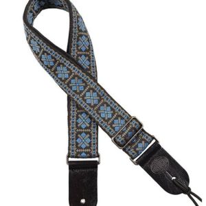 Gaucho GST-181-BG guitar strap, 2” jacquard weave, blue and grey