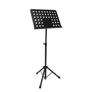 Boston OMS-280 metal music stand with sheet holders, black, perforated desk, desk