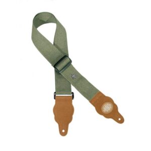 Gaucho GST-100-AGN guitar strap, hemp with brown slips, army green